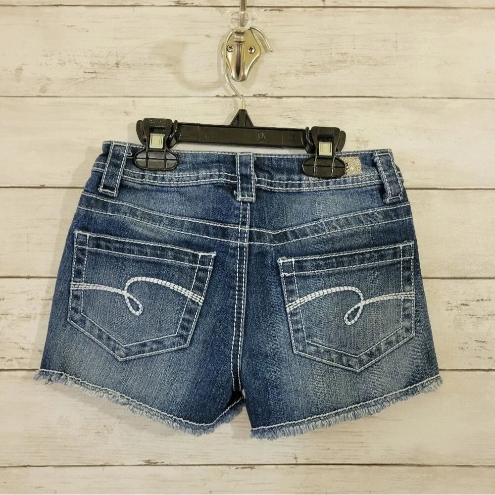 JUSTICE USA Flag Sequin Cut Off Style Denim Shorts Size 10S‎ Slim
